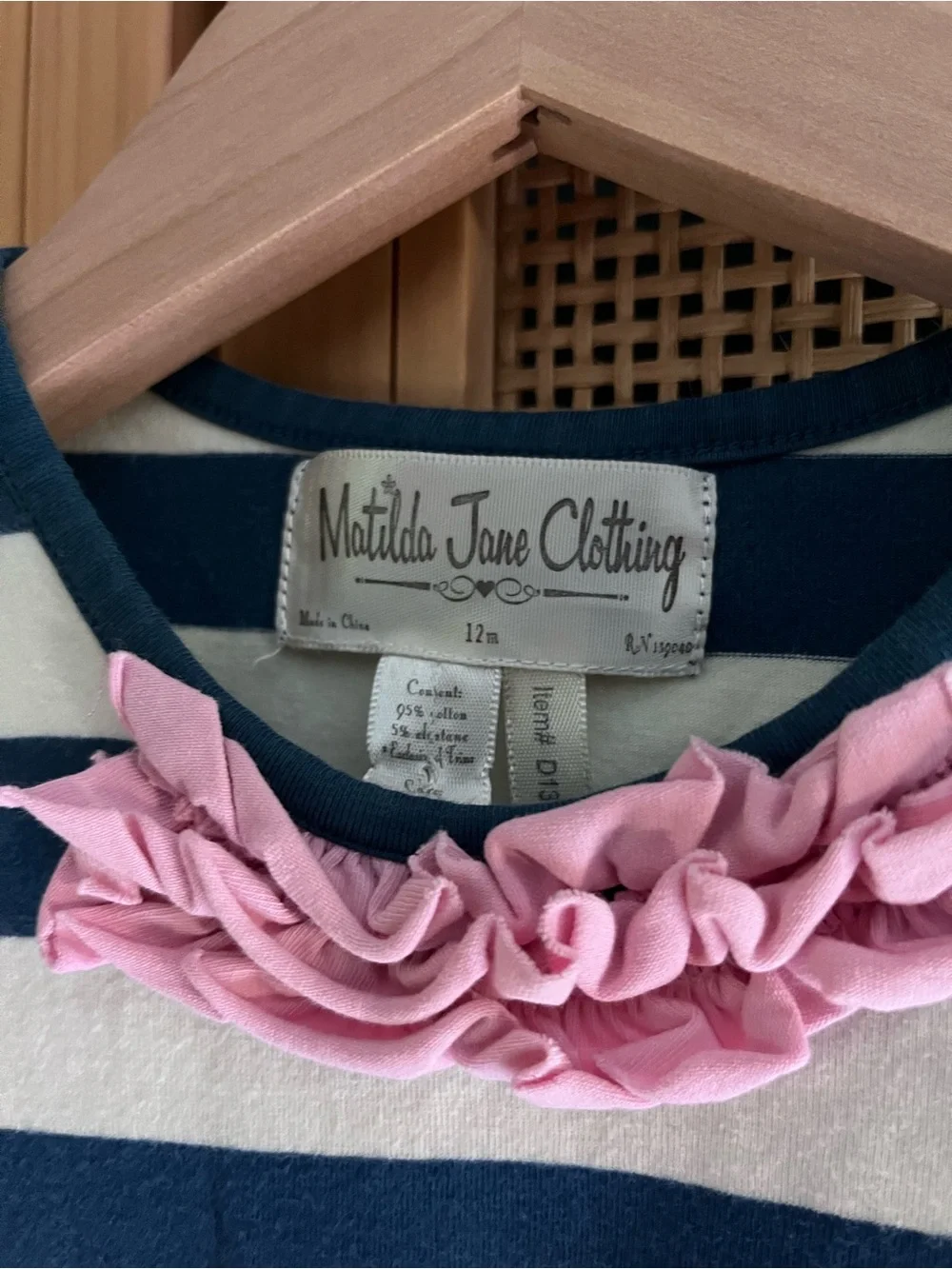 Matilda Jane 12M Striped Dress with Pink Ruffle